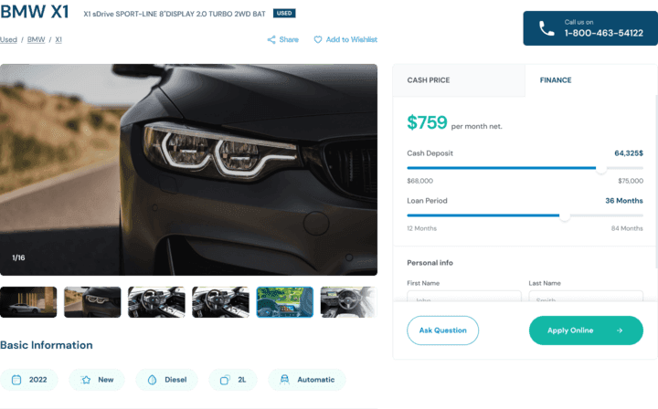 car listing ui,loan calculator ui