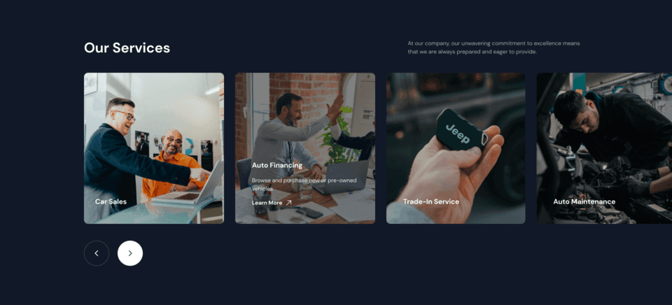 our services ui,car dealership ui,dealership services ui,services ui slide