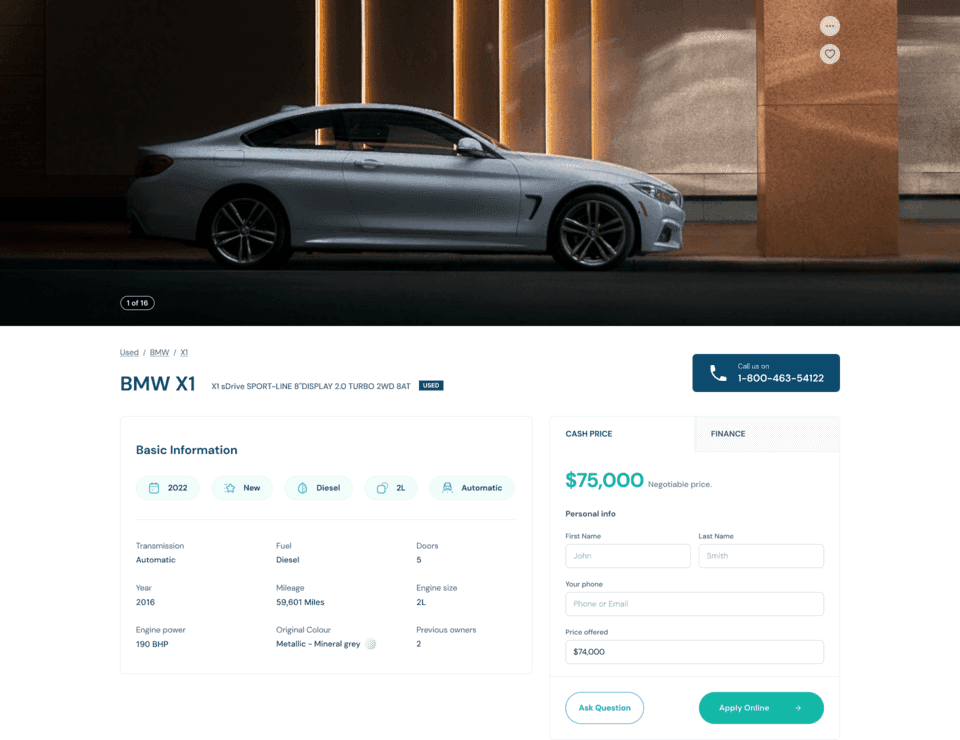 car listing ui,dealership car listing ui