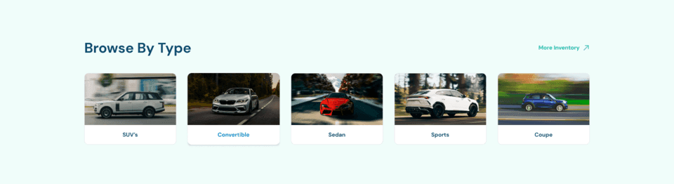 car listing by type ui,dealership ui,card ui