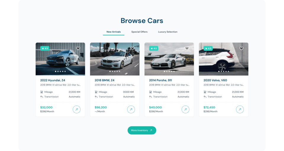 car listing slider,car listing ui,tabs ui,dealership ui